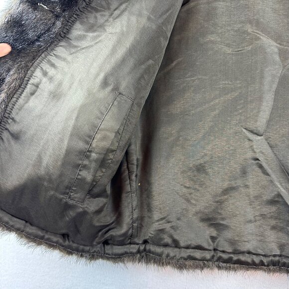 Brown Button Fur Vest Womens Size Large Boho Hippie Mod Victorian Grunge Western - Picture 5 of 7